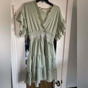 Max Studio Green gingham Mini Dress
